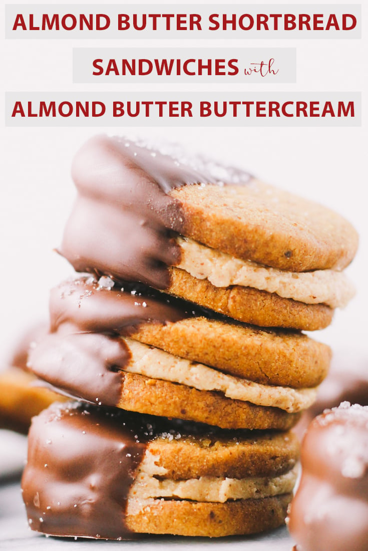 almond butter shortbread cookies | via plays well with butter | a flaky & tender almond butter shortbread that is delicious enough to be enjoyed on their own, but also subtle & versatile enough to be finished with either a dunk of dark chocolate & sprinkle of fleur de sel or sandwiched around a sweet almond butter buttercream (or both!)