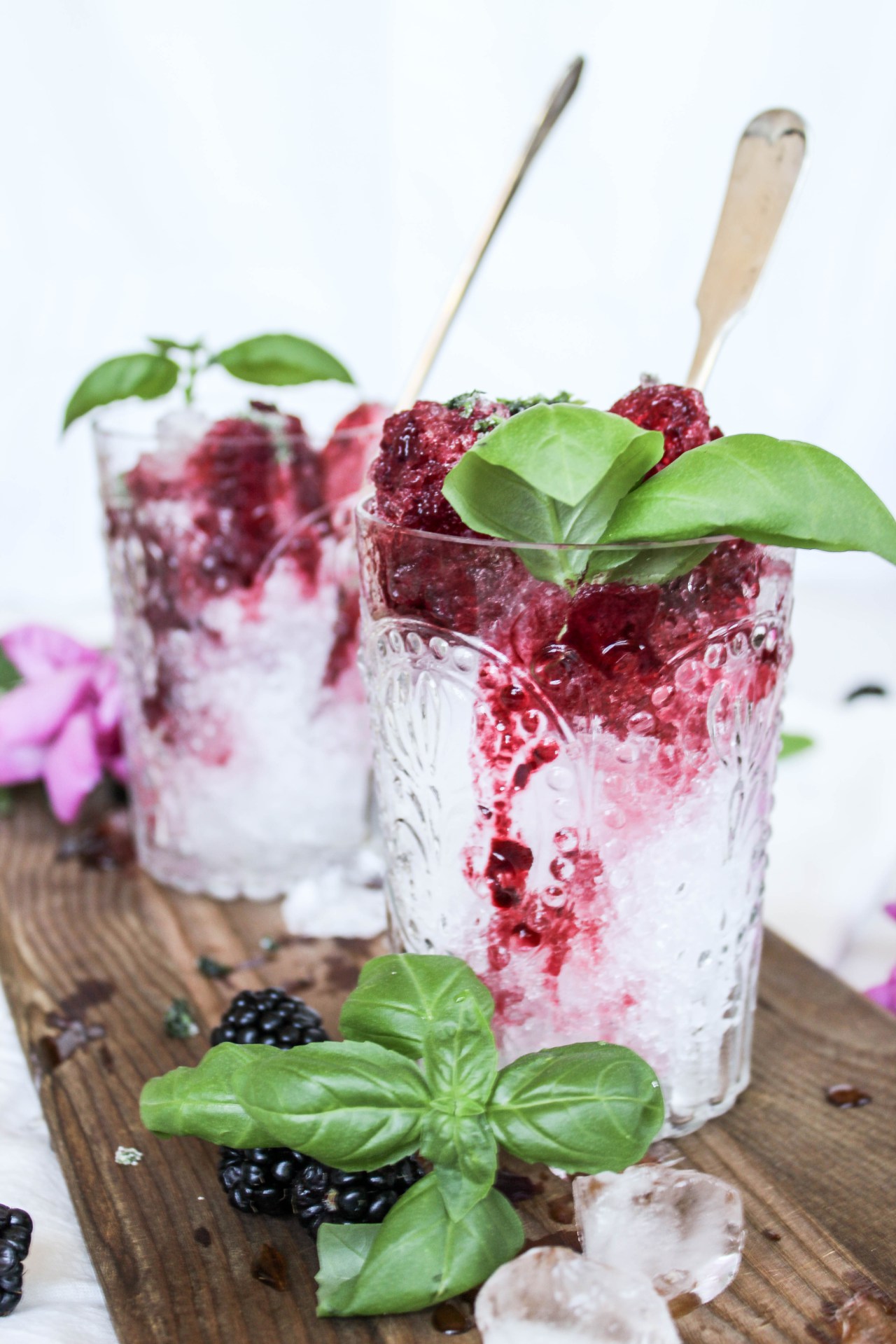 blackberry basil shaved ice + 50 recipes for perfect for summer parties! | summer food, summer parties, summer recipes, summer appetizers, summer desserts, summer drinks, easy entertaining, entertaining tips |