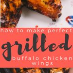 a method & recipe for how to make the perfect grilled buffalo chicken wings. these grilled wings are perfectly crispy & have the best charred buffalo flavor, but they stay juicy from a beer brine. served with a creamy cool feta ranch, grilled wings are perfect for an easy summer dinner when you’re having friends over for a summer party, or for game day fun!