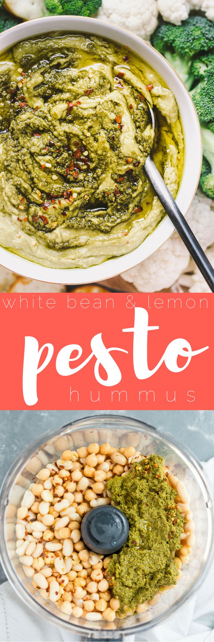 a creamy, dreamy, totally addictive white bean pesto hummus loaded with the bright flavors of pesto & lemon. perfect for healthy end-of-summer snacking, an easy appetizer to bring to potlucks, or the perfect snack to bring to a football party!