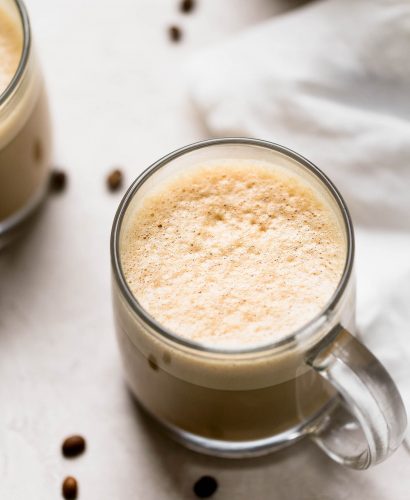 a bulletproof coffee protein latte recipe for a dreamy, creamy, healthy latte that is beyond delicious. this healthy bulletproof coffee latte is full of satisfying protein from your favorite whey or plant-based protein powder & healthy fats from coconut oil. the best part is how completely easy to make at home! paleo friendly. whole30 friendly. #playswellwithbutter #bulletproofcoffeerecipe #proteinlatte #proteindrink #healthycoffeerecipe #healthybreakfast #keto #ketodrink #paleobreakfast #paleodrink
