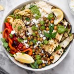 grilled vegetable primavera bowls with pesto & smoky chickpeas! an easy 30-minute vegetarian recipe perfect for the end of summer, with grilled zucchini, grilled bell pepper, grilled artichoke hearts, and smoky grilled chickpeas, plus orzo & lemony pesto. totally healthy, naturally plant-based, easily made gluten-free, & perfect for meal prep! #playswellwithbutter #vegetableprimavera #vegetablerecipes #healthyvegetableprimavera #easydinnerrecipes #healthyvegetarianrecipes #vegetarianmealprep #zucchinirecipes #mealpreprecipes