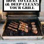 How to deep clean a gas grill graphic with text overlay for Pinterest.