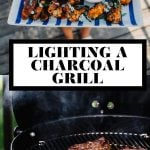 How to light a charcoal grill graphic with text overlay for Pinterest.