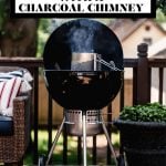 How to light a charcoal grill with a charcoal chimney graphic with text overlay for Pinterest.