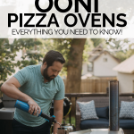 photo of ooni pizza oven with graphic overlay for pinterest
