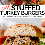 Stuffed Southwest Turkey Burgers recipe graphic with text overlay for Pinterest.