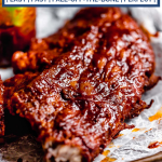 pressure cooker baby back ribs photo with text overlay for pinterest