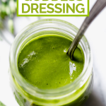 Healthy Green Goddess Dressing with graphic text overlay for Pinterest