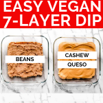 Vegan 7-Layer Dip Recipe with graphic text overlay for Pinterest