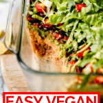 Vegan 7-Layer Dip with text overlay for Pinterest