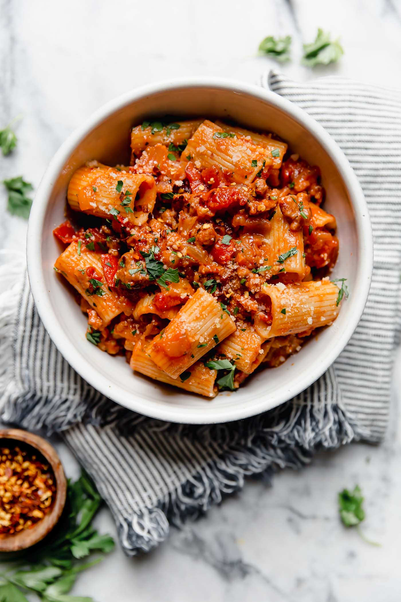 Spicy Italian Sausage and Peppers Pasta Recipe - plays well with butter
