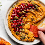 Creamy Pumpkin Hummus Recipe with text overlay for Pinterest