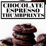 Double Chocolate Thumbprint Cookies with graphic text overlay for Pinterest.