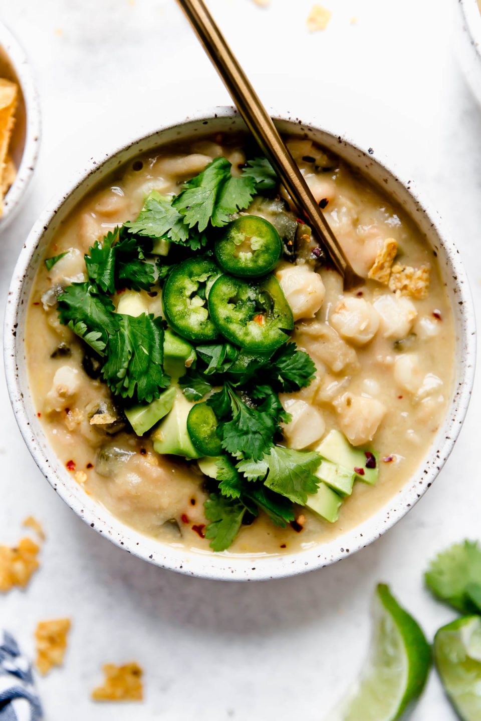 Vegan White Chili With White Beans Hominy Plays Well With Butter