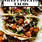 Chorizo Sweet Potato Tacos with text overlay for Pinterest.
