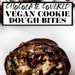 Vegan Cookie Dough Bites with graphic text overlay for Pinterest.
