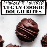 Vegan Cookie Dough Bites with graphic text overlay for Pinterest.