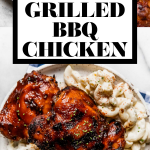 Grilled BBQ Chicken with graphic text overlay for Pinterest.