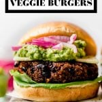 Simple Grilled Black Bean Burgers graphic with text overlay for Pinterest.