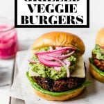 Easy Grilled Black Bean Burgers graphic with text overlay for Pinterest.