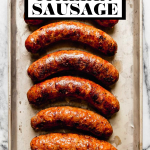 Grilled Italian Sausage with graphic text overlay for Pinterest.