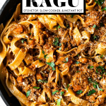 Pork Ragu Pappardelle with graphic text overlay for Pinterest.