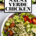 Sheet Pan Salsa Verde Chicken (Pollo Verde) with graphic text overlay for Pinterest.