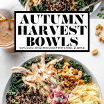 Autumn Harvest Bowls with graphic text overlay for Pinterest.