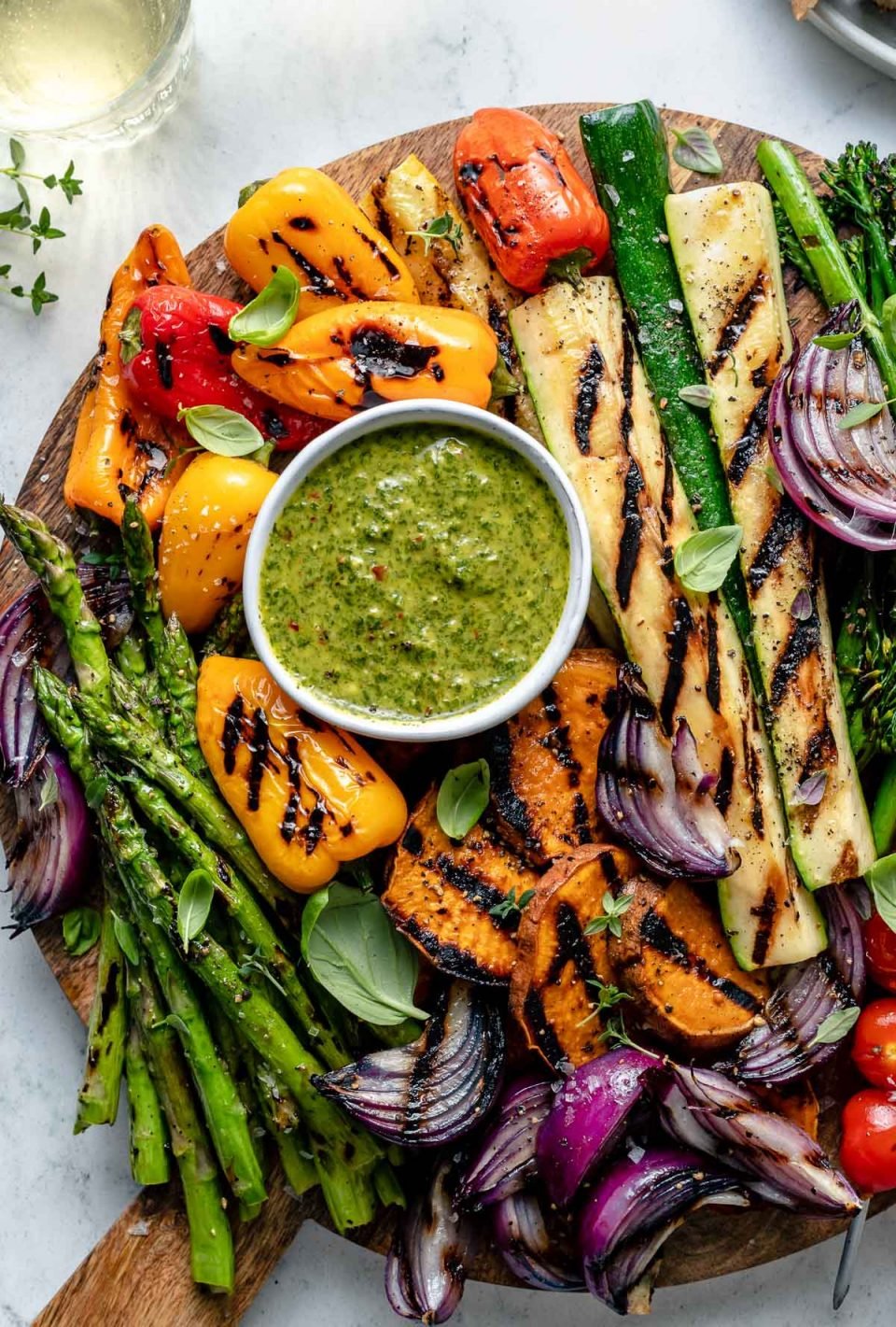 Easy Grilled Vegetable Platter with Chimichurri Sauce (Vegan)