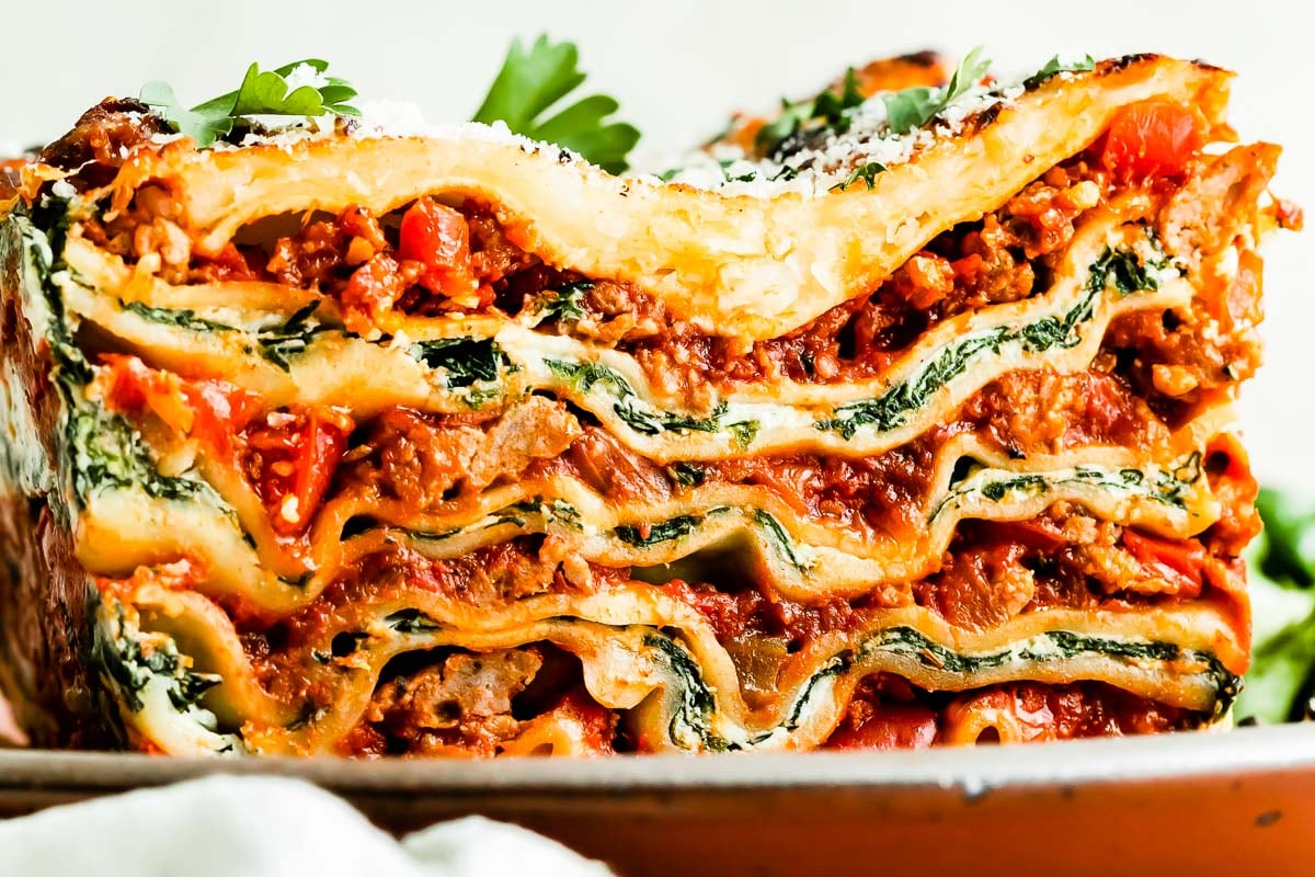 Small Batch Sheet Pan Lasagna - One Dish Kitchen
