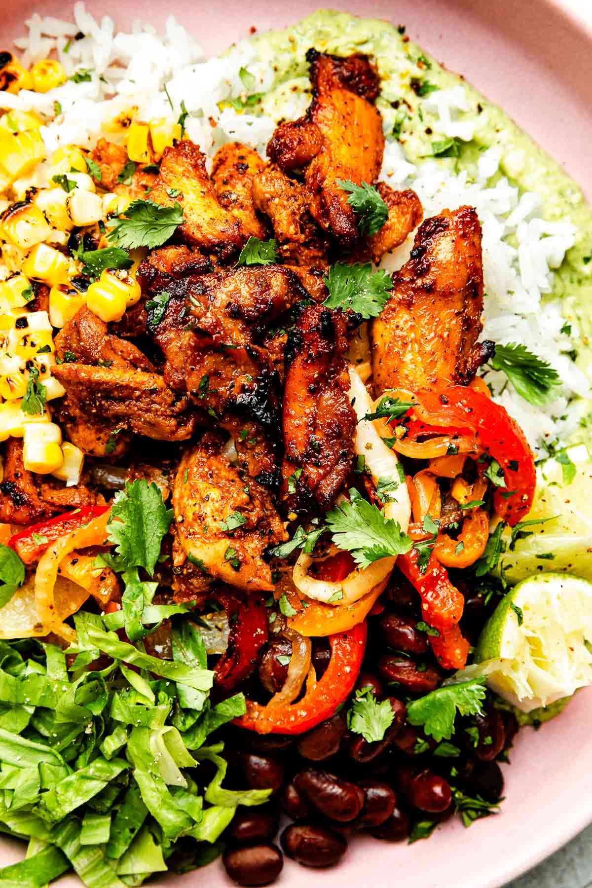30-Minute Chicken Fajita Bowl with Avocado Crema
