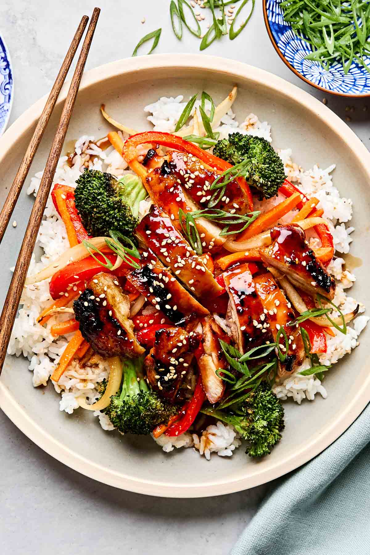 Sheet Pan Teriyaki Chicken Bowl with Roasted Veggies