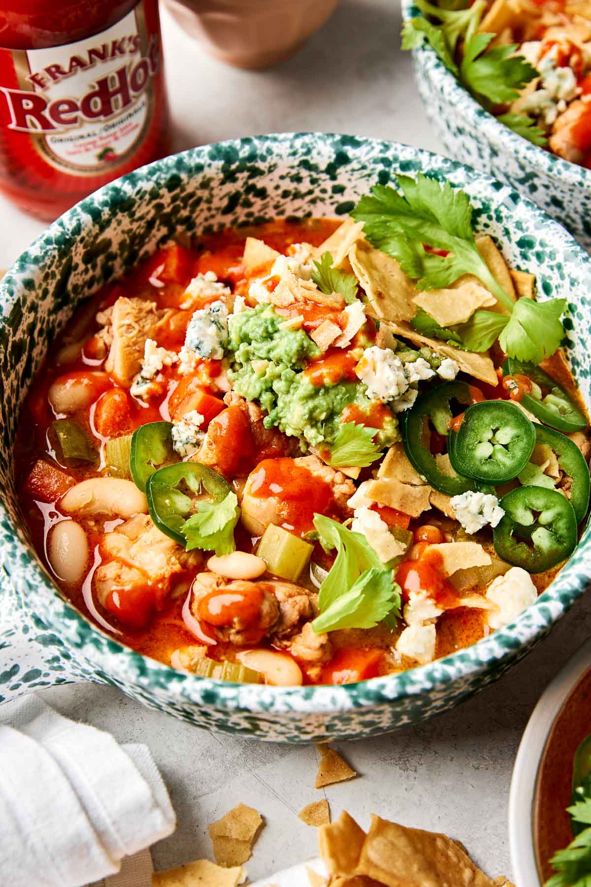 Thick & Creamy Buffalo Chicken Chili with Beans & Beer