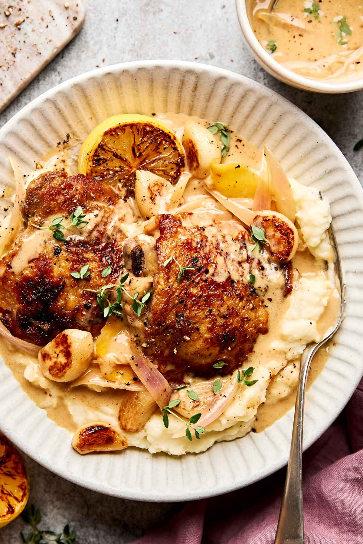 Fall-Apart Tender Lemon Braised Chicken Thighs (No Wine!)